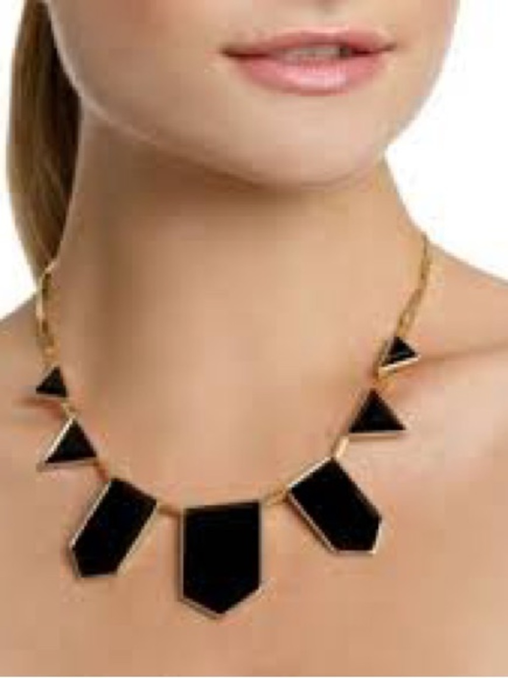 NWT House of Harlow 1960 Black and Gold Geometric Necklace